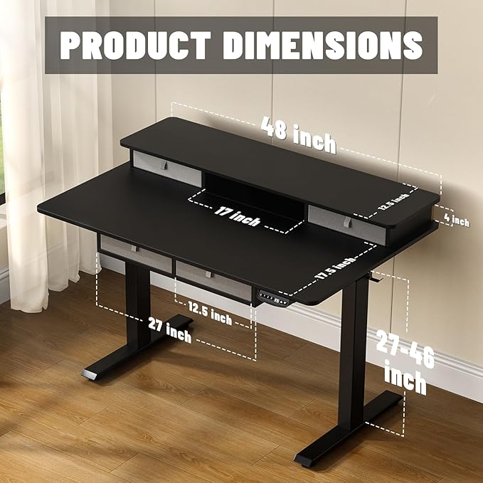 ExaDesk 48 * 30 Inches Electric Standing Widened Desk Adjustable Height - Image 3