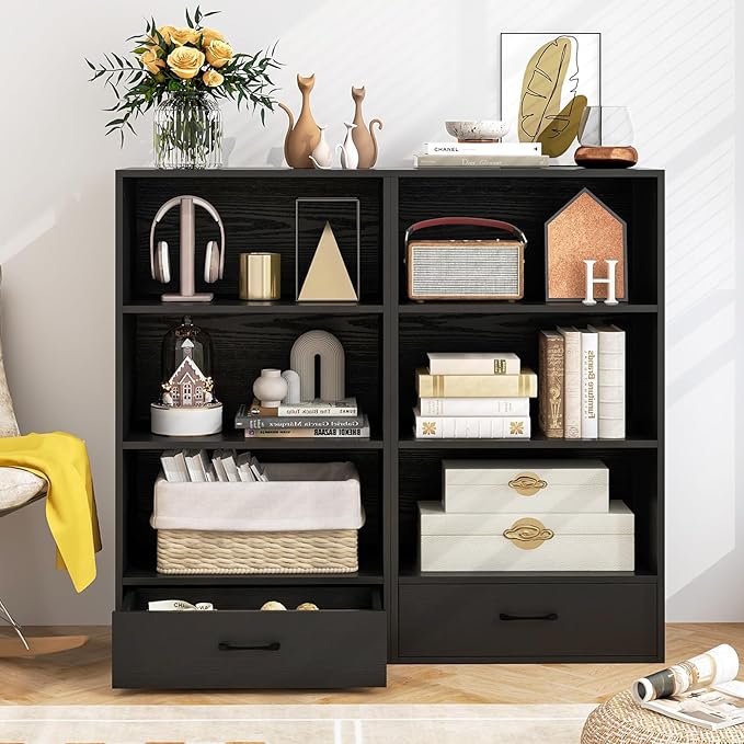 LOKO 4-Tier Bookcase with Storage Drawer, Modern Organizer Display Storage - Image 4