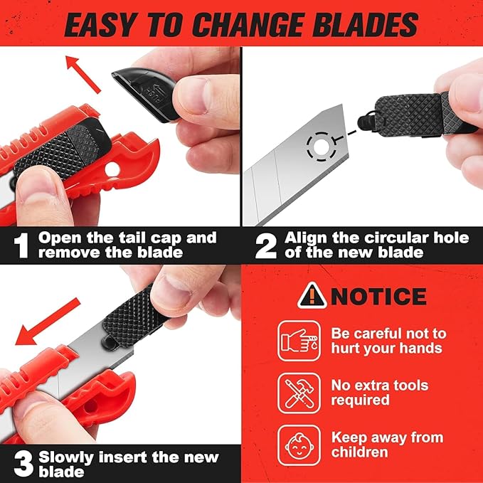 JOYUMY 20 Pack Utility Knife, Box Cutter Retractable, Box Knife - Image 5