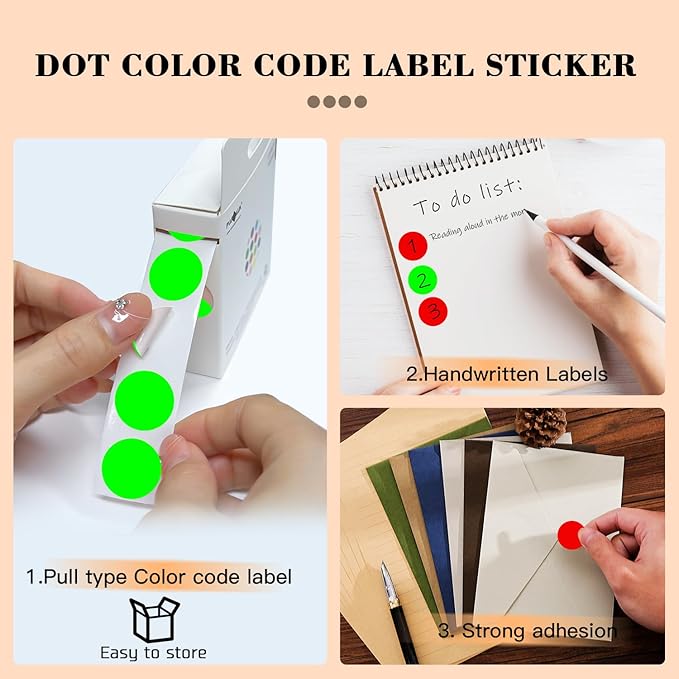 PARLAIM 2 Rolls 2000PCS 3/4" Round Circle Color-Code Dot Stickers, 2 Color - Image 3