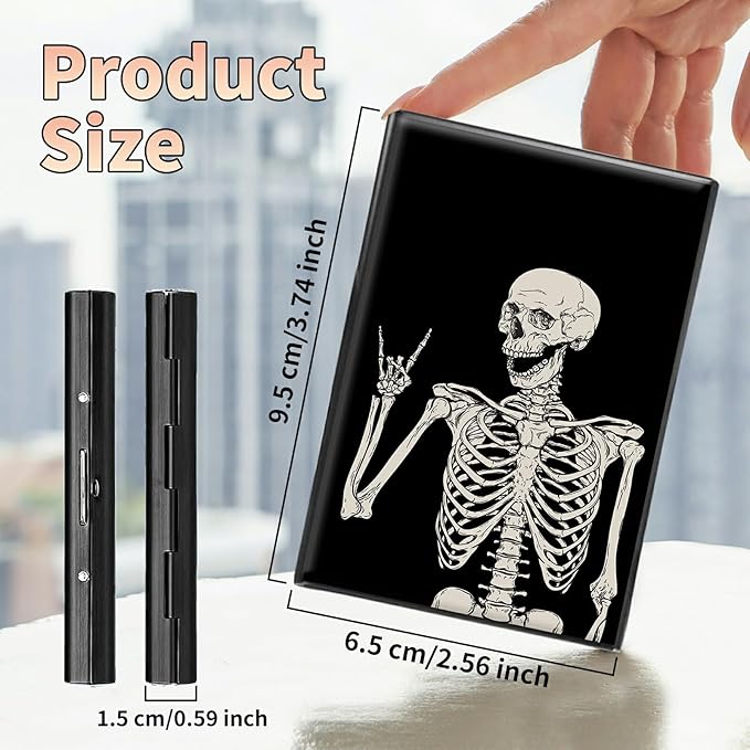 BWEGRHE Slim Credit Card Holder, Skull Skeleton RFID Blocking Metal Wallet - Image 2