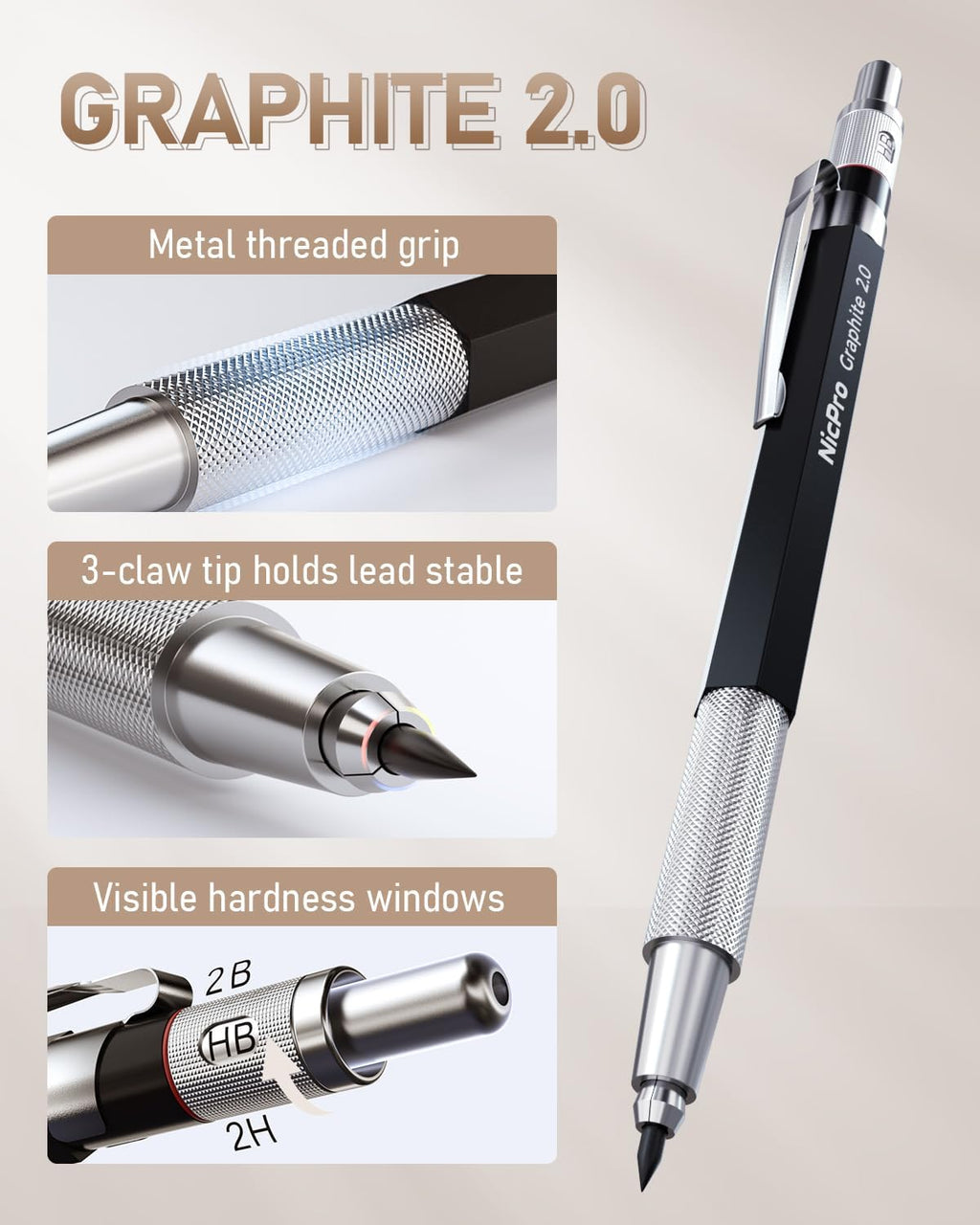 nicpro 30pcs art mechanical pencil set in leather shown in use