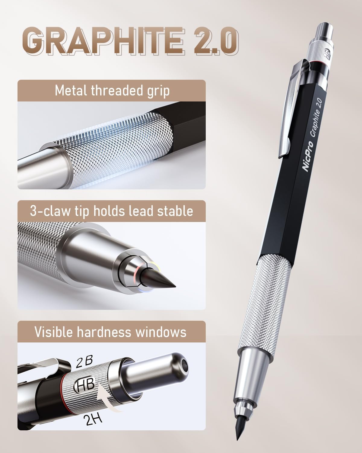 nicpro 30pcs art mechanical pencil set in leather shown in use