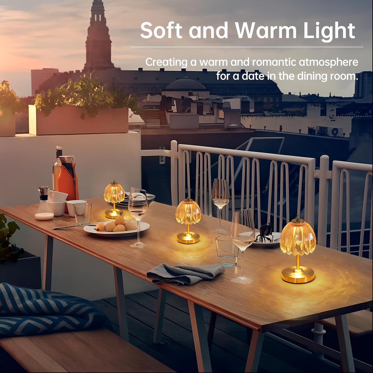 Shenmoyl Tulip Small Table Lamp, 5200mAh Cordless Touch Control Mini Table La...