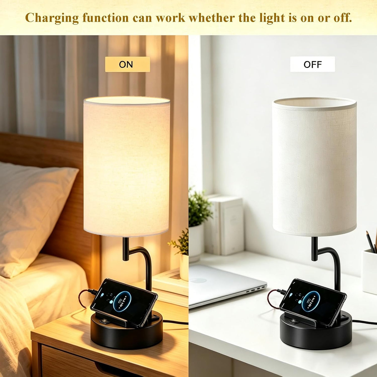 dreamholder 2 pack table lamp, bedside lamp with showing dimensions