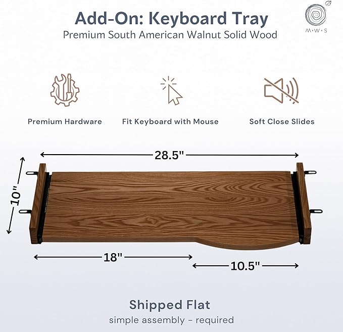 Standing Desk with Keyboard Tray – Walnut Solid Wood Desk, Natural Live Edge - Image 3
