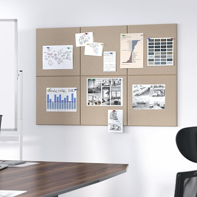 Neatsure Large Cork Board for Wall, 6 Panels Felt Tiles Tack Push Pin Board for - Image 5