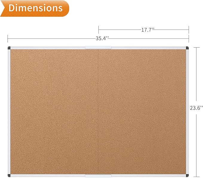VIZ-PRO Cork Bulletin Board/Foldable Noticeboard, 36 X 24 Inches - Image 2