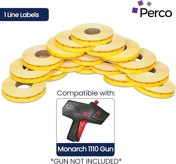 Perco Red Reverse Print on Yellow Sale Price Labels - Image 2