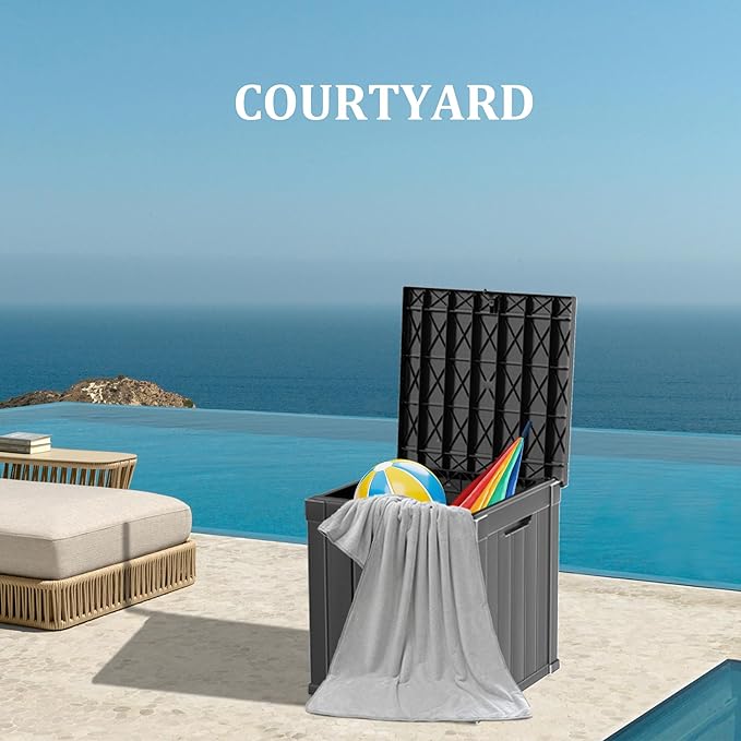PATIOEASY 50GAL Deck Box Black, Waterproof Resin Outdoor Storage - Image 5