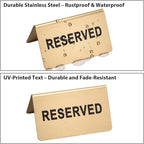 Stainless Steel Reserved Table Sign, 2.36 x 3.94 Inch Tent-Style Signs - Image 3