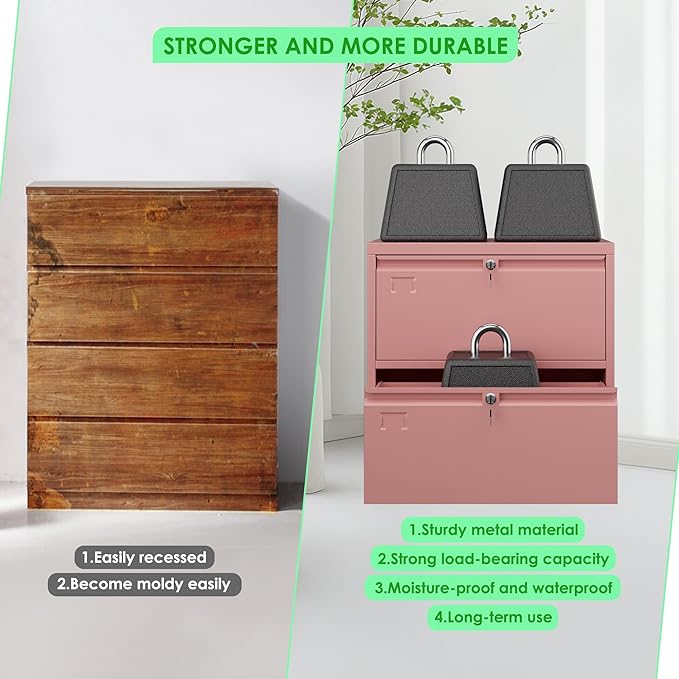 SUXXAN 2 Drawer File Cabinet, Lateral Filing Cabinet - Image 5