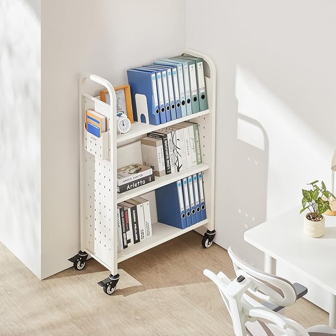 VEVOR Rolling Library Book Cart, 330 lbs Capacity, 30.3 x 15 x 48.0-Inch - Image 2