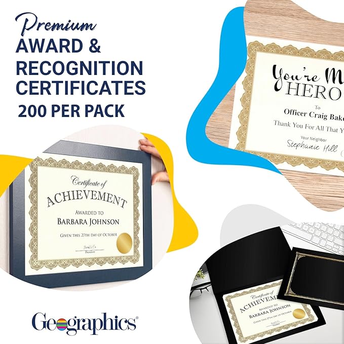 Geographics Optima Gold Blank Award Certificate Paper - Image 3