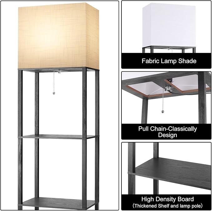 RUNTOP Plus Floor Lamp with Shelves, Shelf Lamp with 15W LED Bulb, 3 Colors - Image 6