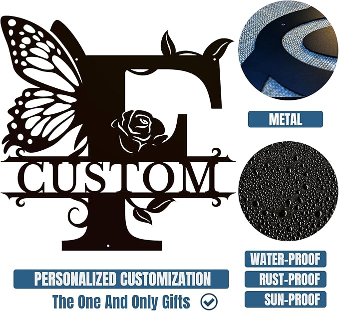 Personalized Custom Letter Name metal Signs, Custom Black Letter Monogram Wall - Image 6