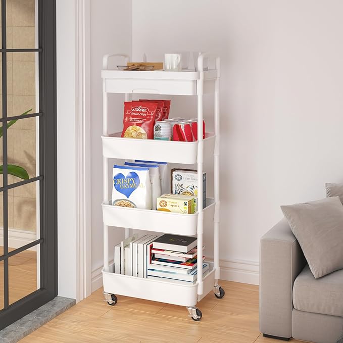 Calmootey 4-Tier Rolling Utility Cart - Image 4