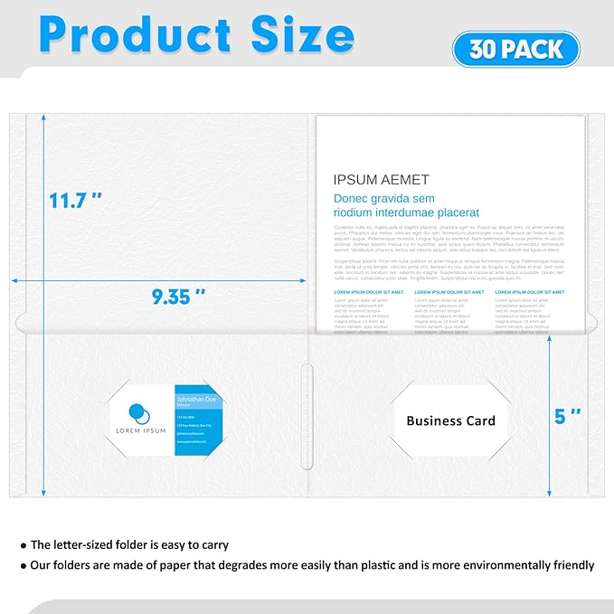 Two Pocket Folders, PANDRI 30 Pack 2 Pocket Folders, Letter Size Paper File - Image 2