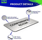 ADASigns Conference Room Sign 7" W x 4" H Durable Brushed Aluminum - Image 3