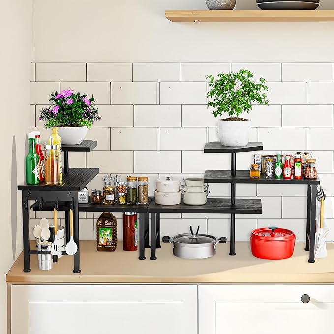 Uniqcovosa Bathroom Counter Organizer, 3 Tier Moveable Black Corner Shelf - Image 6