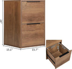 FATIGOS Wooden 2 Drawer File Cabinet, Wood Vertical Filing Cabinet Fits Hanging - Image 3