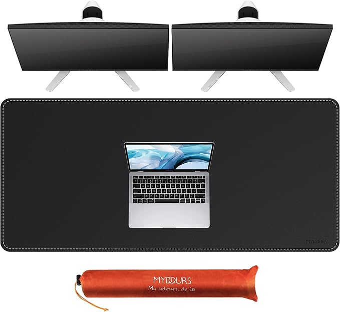 Mydours Large Desk Mat 51.2" x 23.6", PU Leather Surface by Mydours