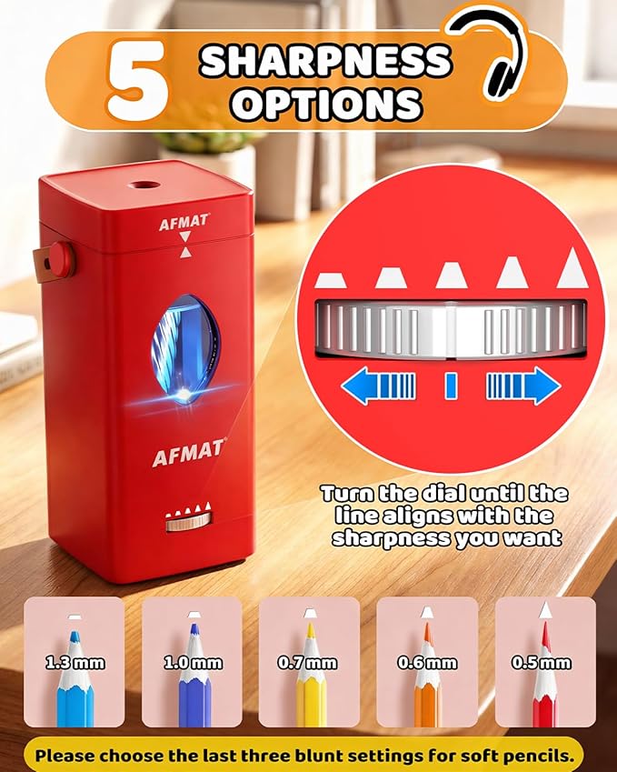 AFMAT Electric Pencil Sharpener, Rechargeable & Cordless, Fully Automatic - Image 4