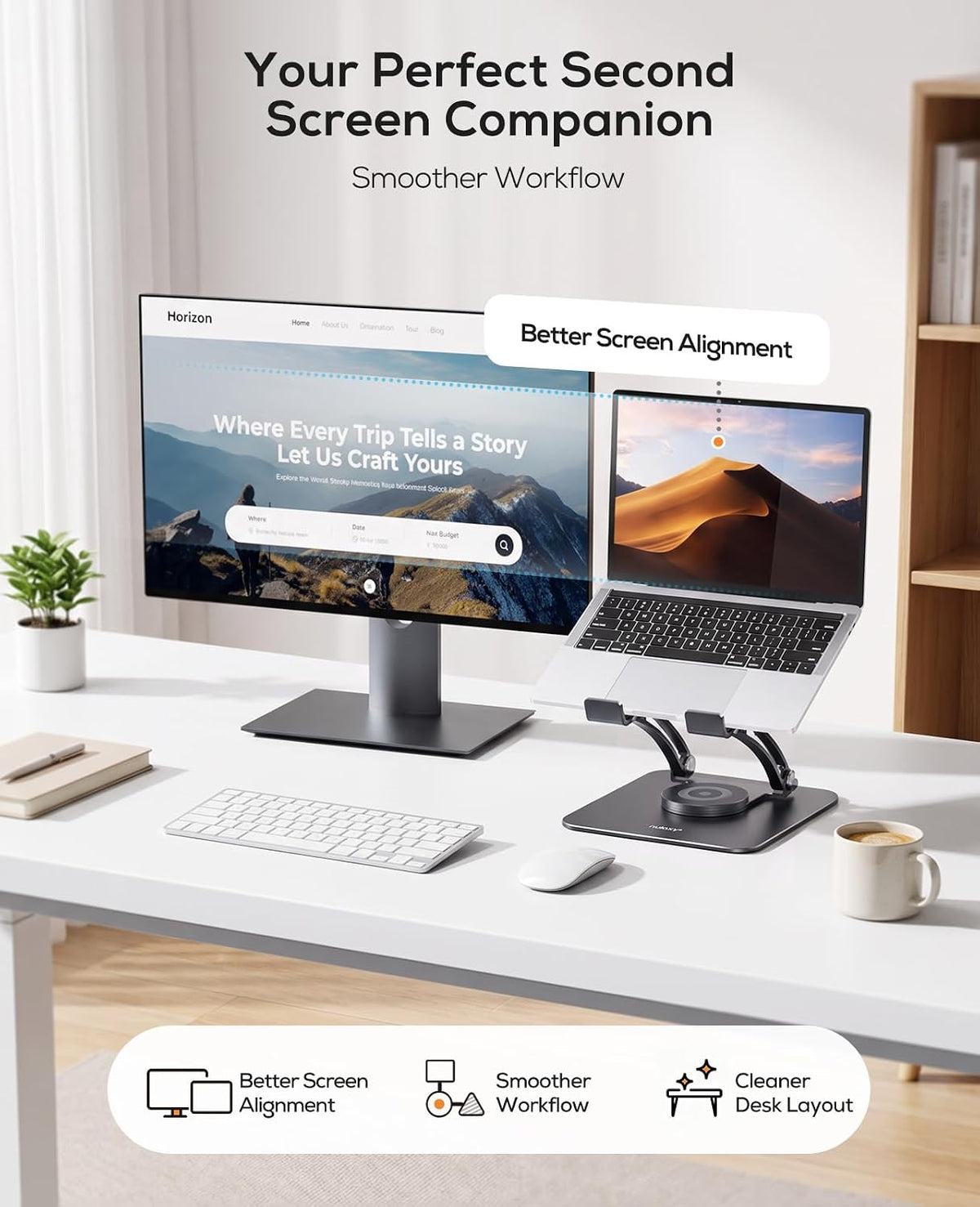 Nulaxy 360° Rotating Ergonomic Laptop Stand for Desk, Dual Foldable Design