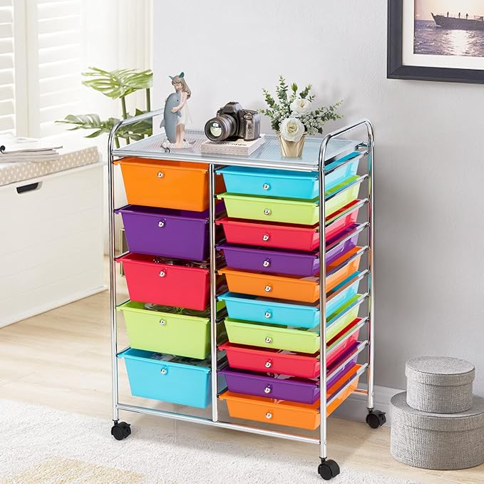 GLACER 15 Drawers Rolling Cart, Storage Cart - Image 2