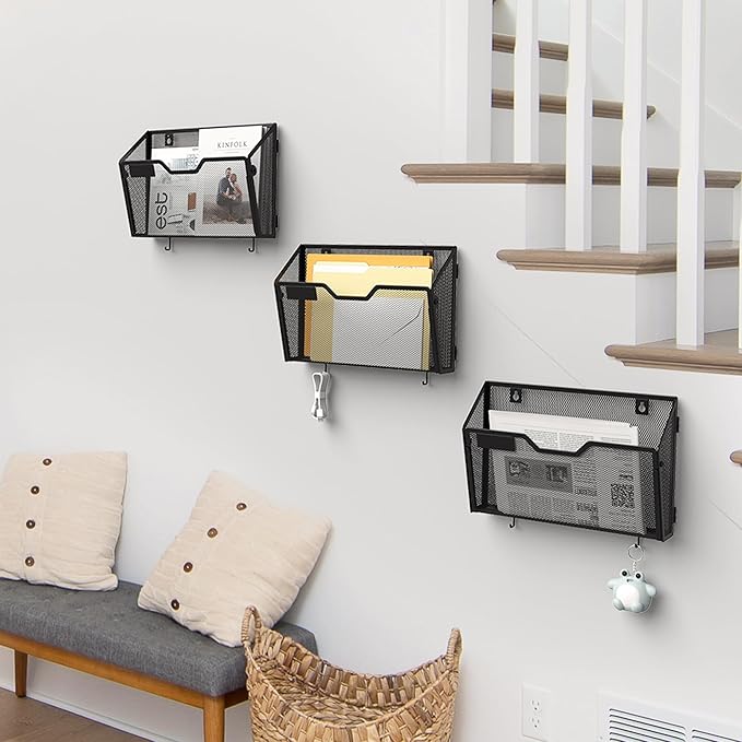YINGHUA 3 Pack Mesh File Holders Wall Mounted - Image 7