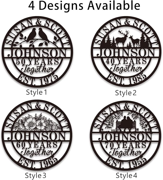 Personalized Wedding Anniversary Sign Gifts, Custom 50th 40th 65th 60th 25th - Image 3