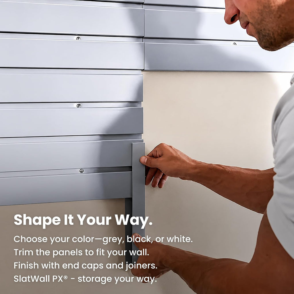 heavy duty 8'h x 4'w pvc garage slatwall on a desk or shelf