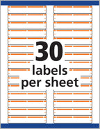 Avery® TrueBlock® File Folder Labels, 2/3" x 3-7/16", 750 Printable Labels, White/Orange, Permanent (5166)