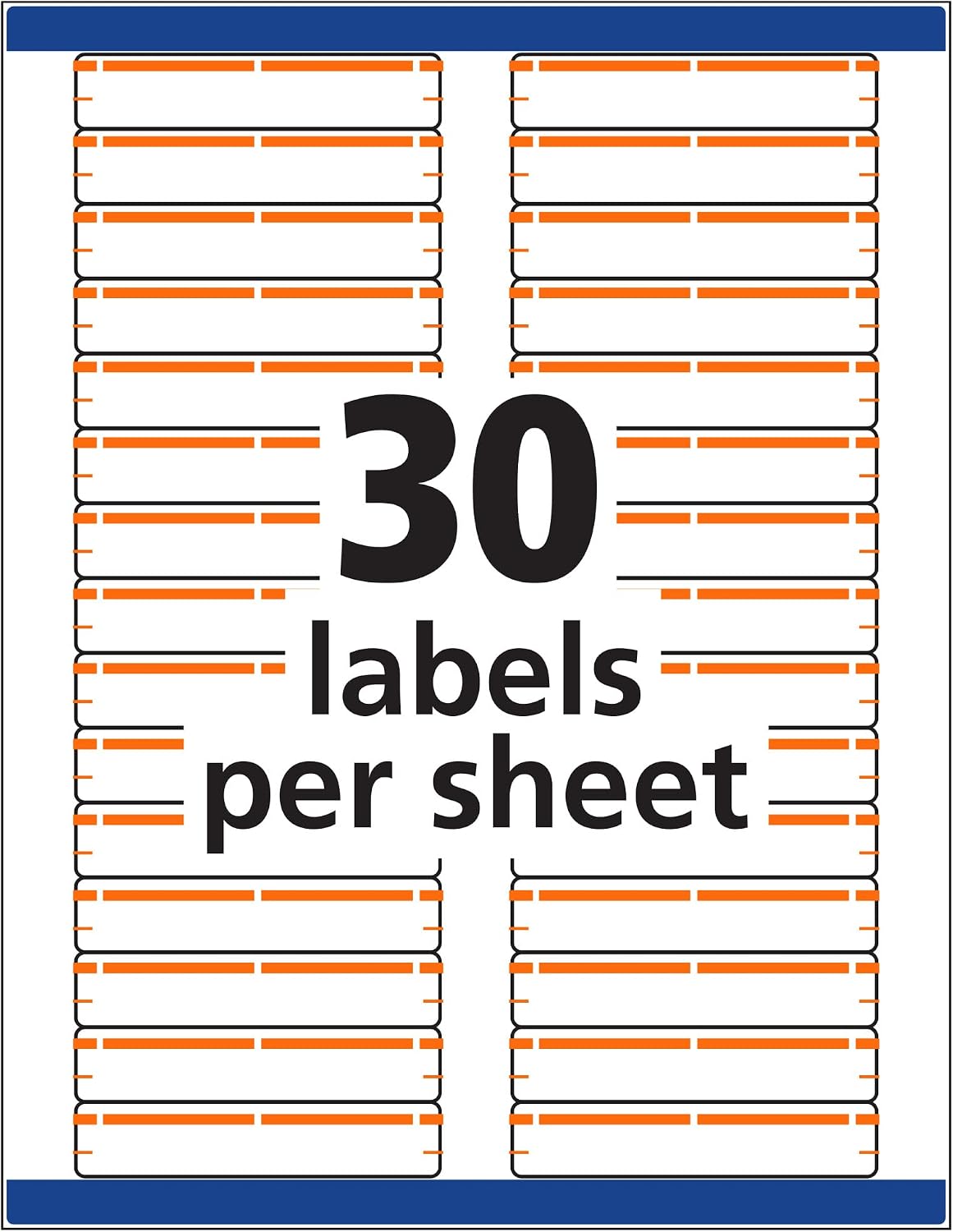 Avery® TrueBlock® File Folder Labels, 2/3" x 3-7/16", 750 Printable Labels, White/Orange, Permanent (5166)