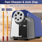 AFMAT Electric Pencil Sharpener Heavy Duty, 6 Holes, Auto Stop Pencil Sharpener - Image 3