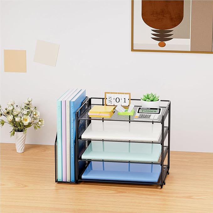 Marbrasse Desk Organizer and Accessories，4-Tier Paper Letter Tray Organizer - Image 7