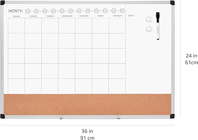 Amazon Basics 24" x 36" Monthly Whiteboard Calendar - Image 4