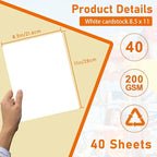 Guakicae 40 Sheets Bright White Cardstock 8.5 x 11 Printer Paper, 75lb Thick - Image 2