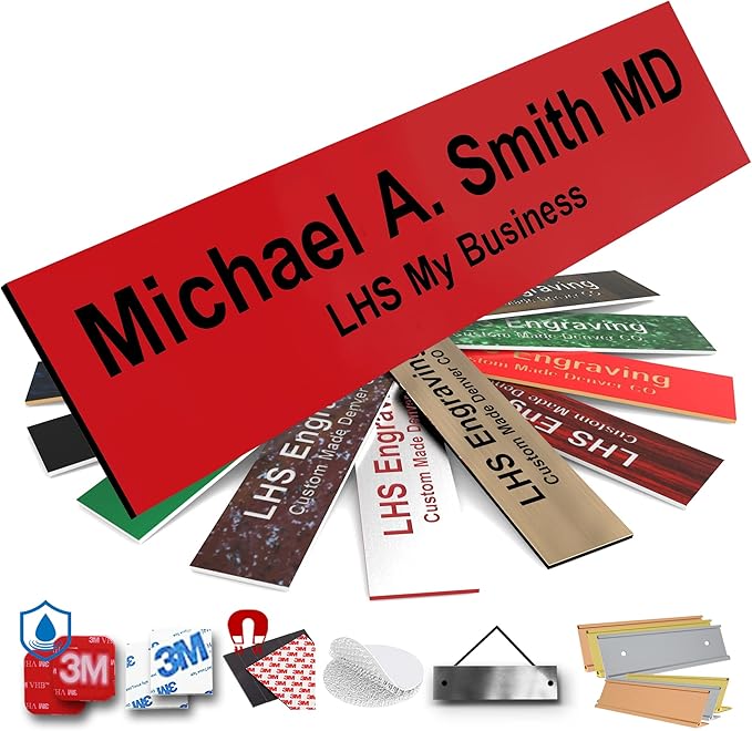 Engraved Custom Door Plate Red Plastic Office Door Sign by LHS+My+Business