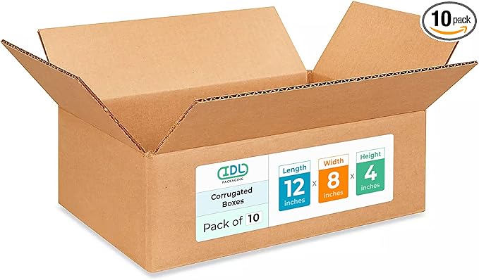 Medium Moving & Shipping Boxes 12x8x4 inches by IDLPackaging