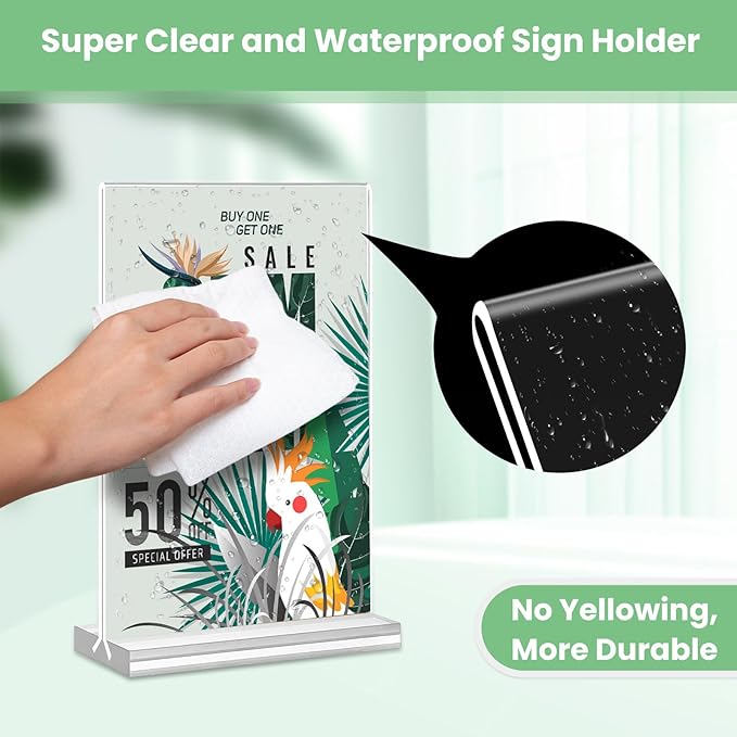 Acrylic Sign Holder 4x6, 24 Pack Clear Table Menu Vertical Clear Table Double - Image 4