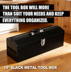 19" portable tool box, metal tool box, ideal on a desk or shelf