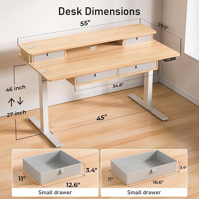 ExaDesk 55 * 30 Inches Electric Standing Widened Desk Adjustable Height - Image 3