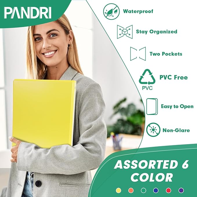 3 Ring Binder 0.5 Inch, PANDRI 6 Pack 1/2-Inch Binder Fits Letter Size 8.5'' x - Image 6