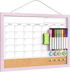Dry Erase Calendar Cork Board Combo, 17x13 Inches Calendar Whiteboard by Tankee