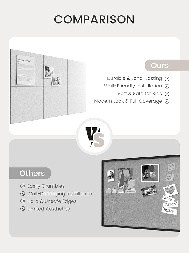 Bumusty Large Felt Bulletin Board 48" x 36" Cork Board Alternative - Image 7