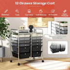 LDAILY 12 Drawer Rolling Storage Cart, Craft Cart Organizer on Wheels w/Metal - Image 5