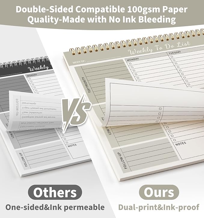 104 Pgs Weekly To Do List Notepad, 52 Duplex-Printed Undated Sheets 100 - Image 5