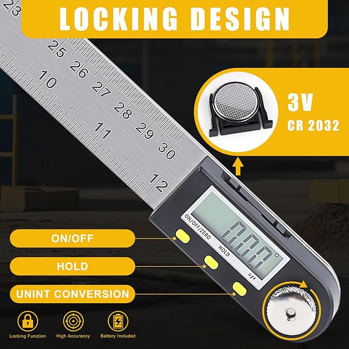 Delgada 12 inch/300mm Digital Angle Finder Tool Stainless Steel Digital - Image 2