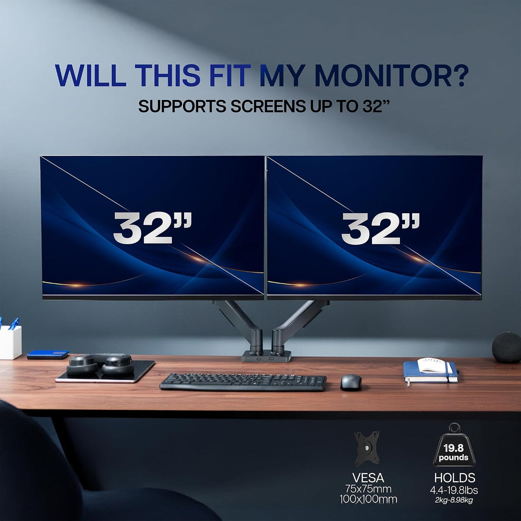 vivo dual monitor stand, fully adjustable arms for, package contents